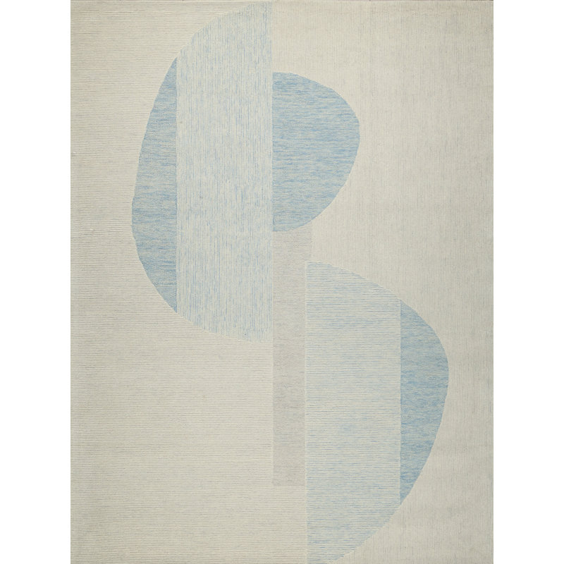 Mikura Hand Tufted New Zealand Wool Blue Area Rug, 8'X10'
