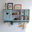 Étagère murale de rangement en bois massif bleu antique avec découpe en forme de cœur