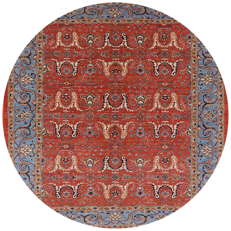 Tapis oriental rouge / bleu Madteos, Rond 4 pi