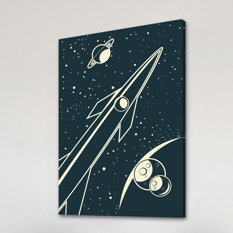 Deep Space Rocket Graphic Art Canvas Print