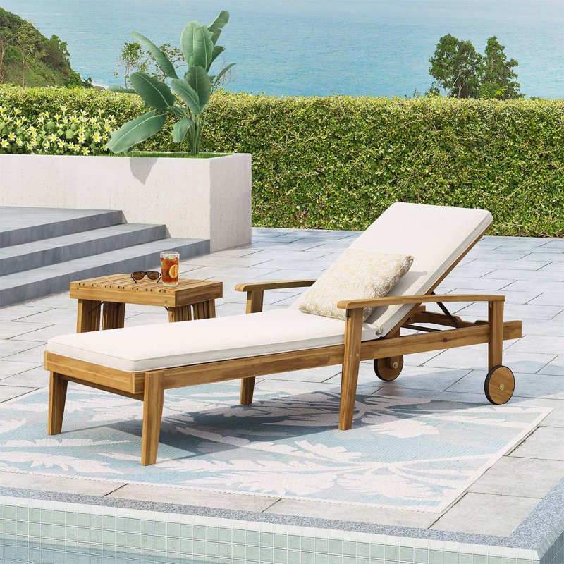 Chaise longue en bois exquis pour une détente et un style ultimes, Teck