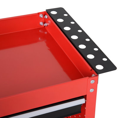 Rolling Tool Cart with Wheels Storage Trays for Garage Warehouse Red