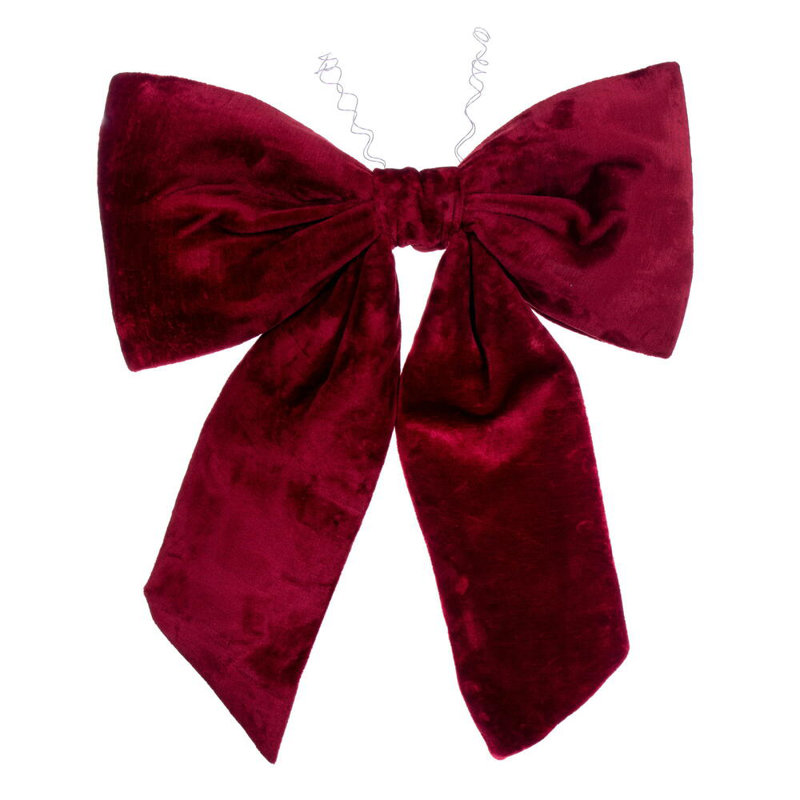 24" x 32" Faux Fur Bow. Festive Christmas Decor and it is Ready to Hang., 45" H x 7" W x 36" D, Burgundy