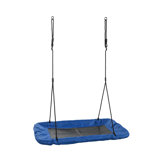 SwingKing Nylon Blue/Black Web / Saucer Swing Swing Seat with Chains