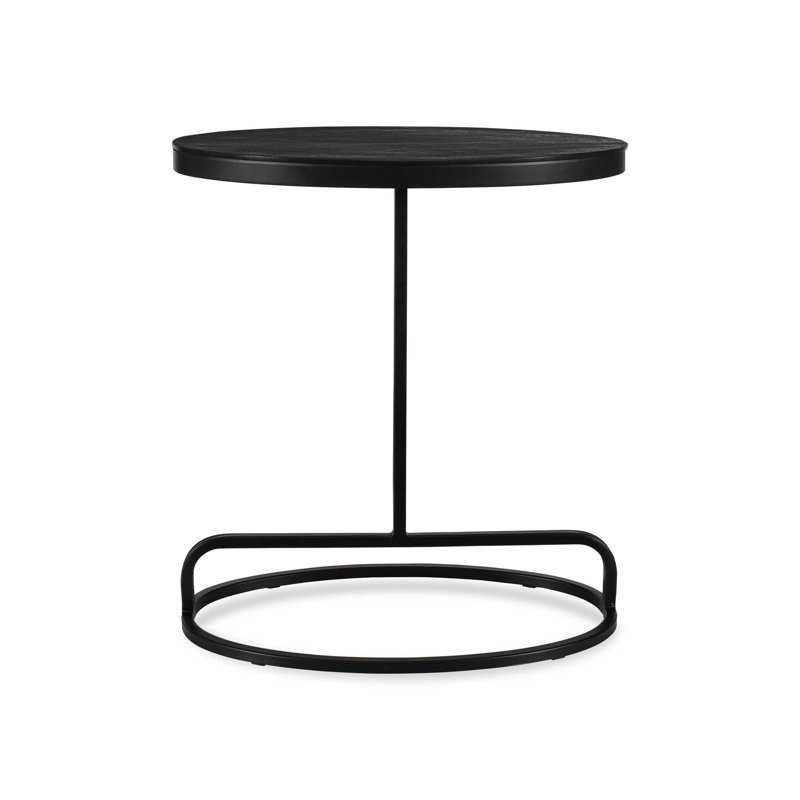 Weny Accent Table, 21 Inch Oval Top, Black Aluminium And Iron Base