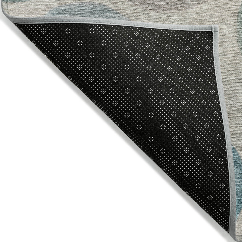 Tapis bleu sarcelle lavable à la machine intérieur / extérieur Xhevrie, Rectangle 10 pi x 14 pi