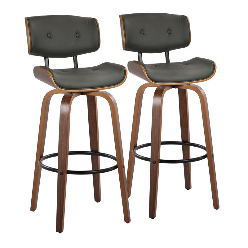 Lakyia Swivel Upholstered Counter Stool, Gray