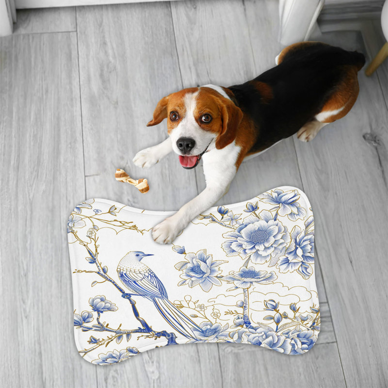 Chinoiserie Bird Patterns - 1 Piece Bone Shape Feeding Mat