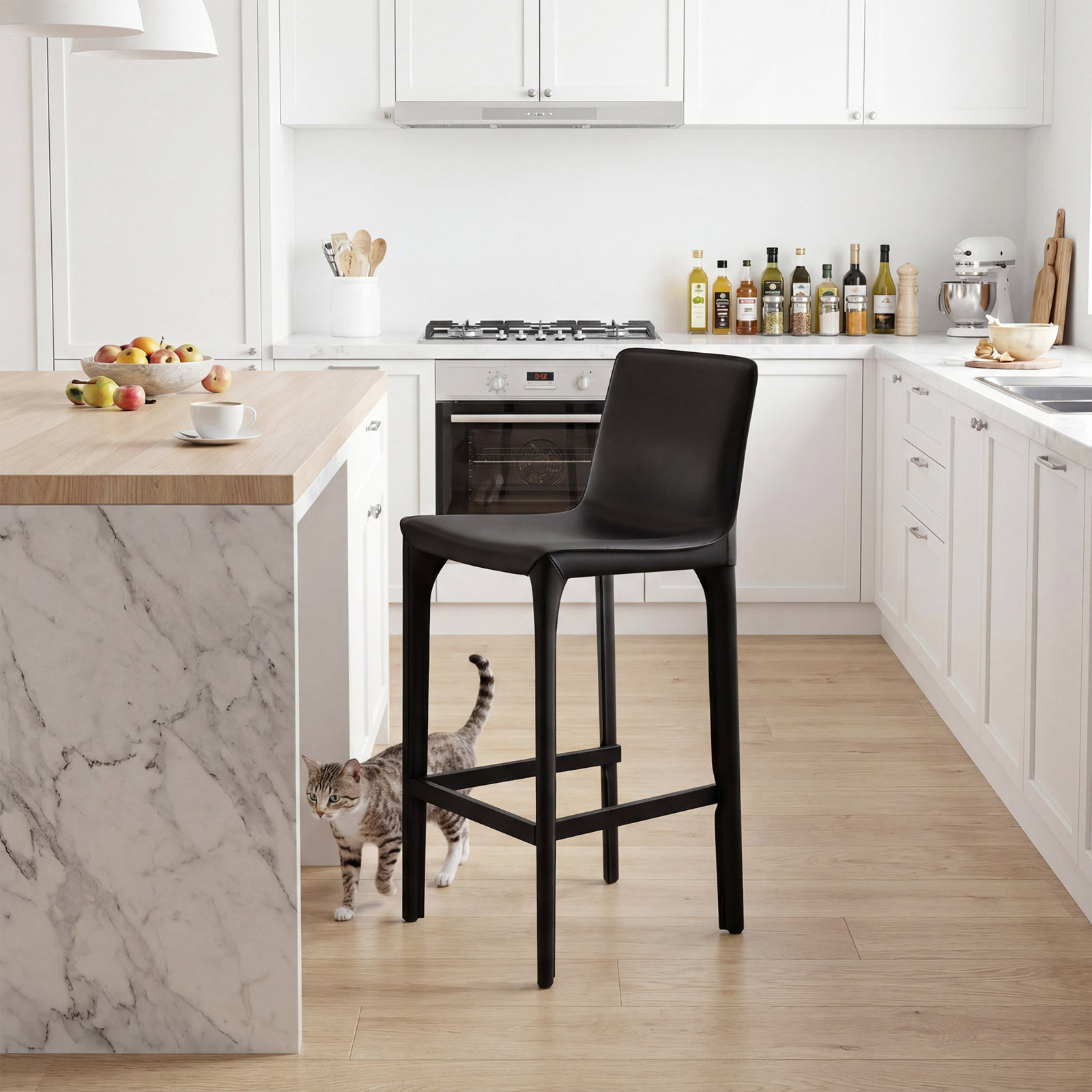 Vannes 26" Bar Stool, Black, 1