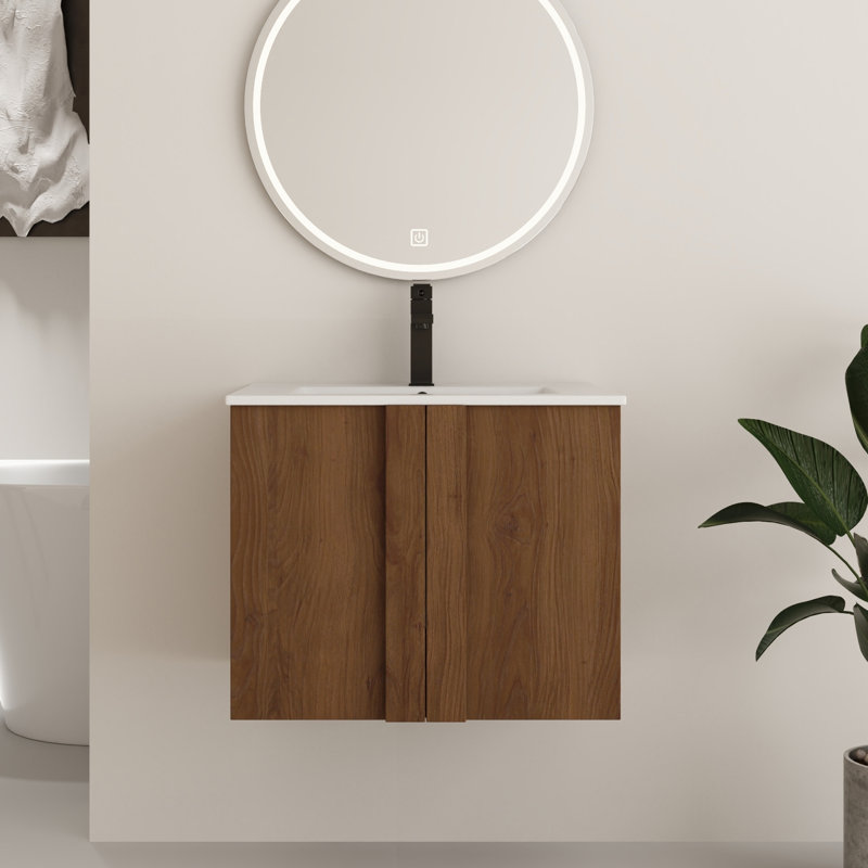 Ensemble de meuble-lavabo simple mural 24 po avec lavabo en céramique 24 po, 24