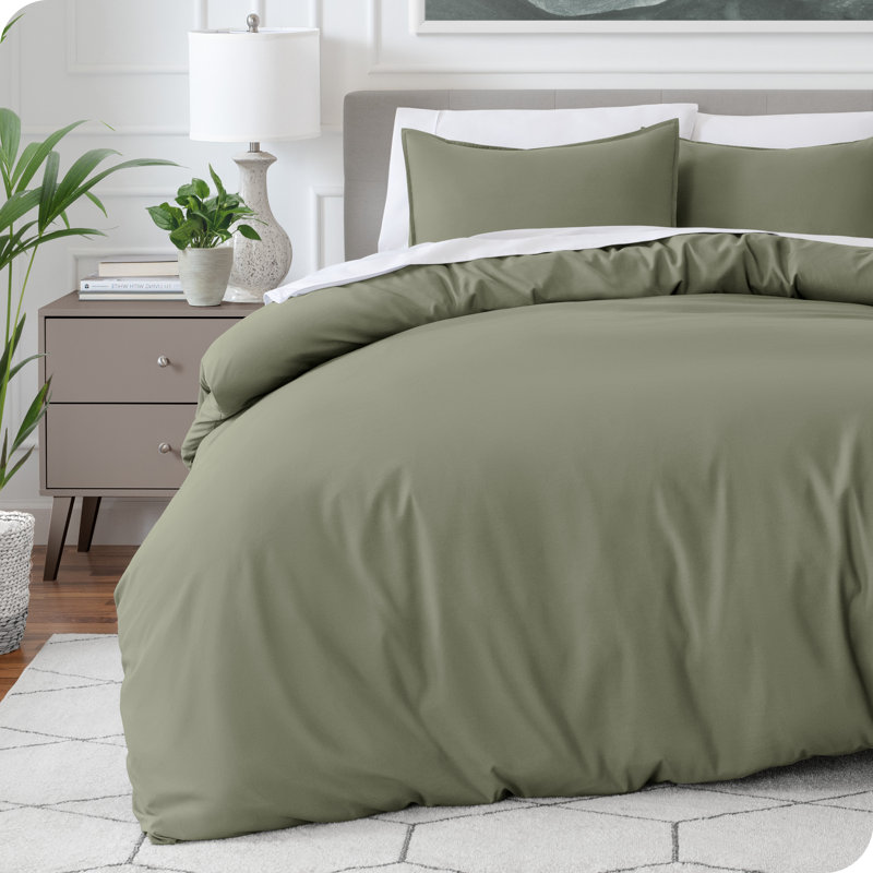 Ensemble de housse de couette en microfibre moderne et contemporain, Housse de couette très grande taille et 2 taies d, Sauge