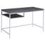 Bureau d'écriture rectangulaire patiné gris et chrome