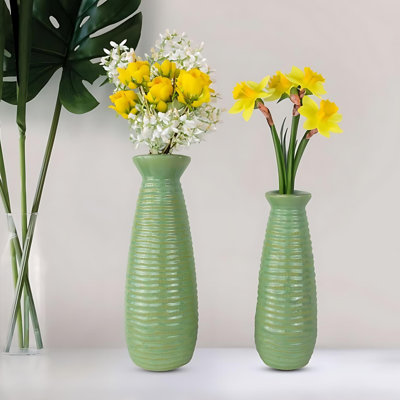 Deyshawn Cylinder Ceramic Table Vase Set