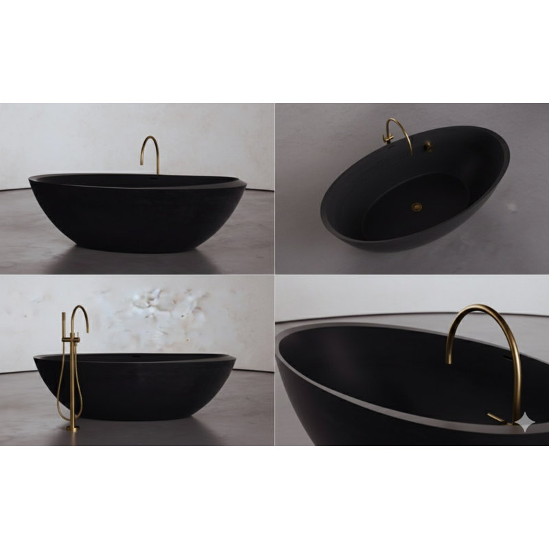 74.8'' L Soaking Bathtub, Black