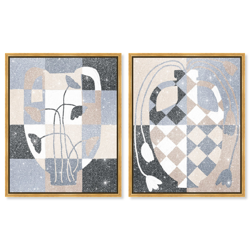Checkered Boheme Set Set by Oliver Gal, 92"H x 74"W, Gold Floater Frame