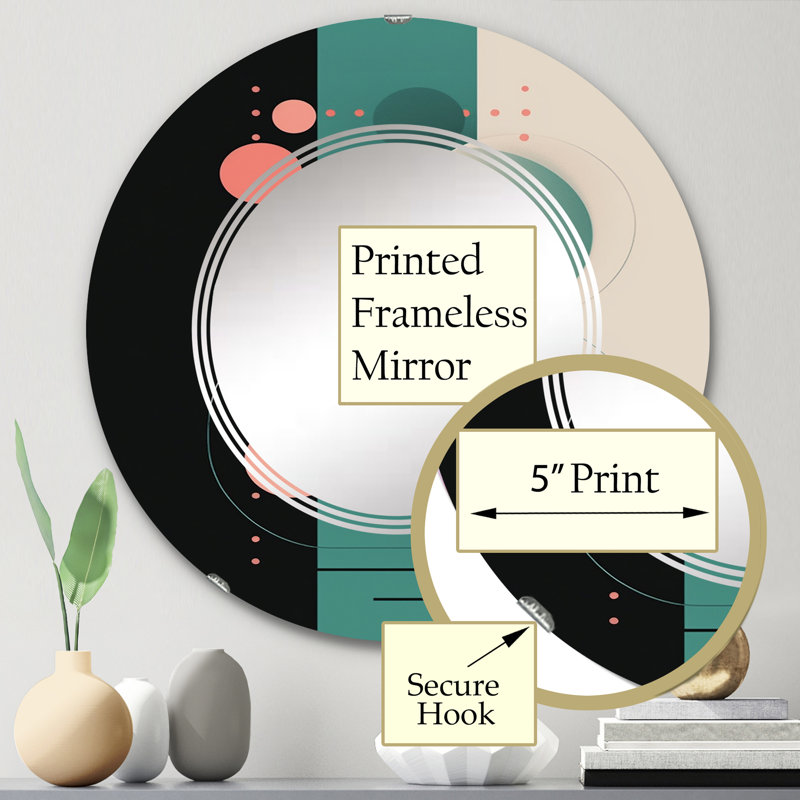 Chiffdale - Miroir mural rond moderne, 24 po x 24 po