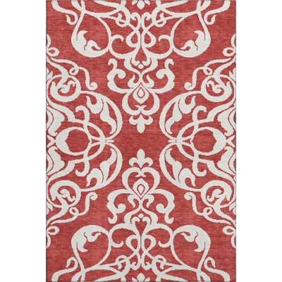 Premium Machine Washable Prisco Red Rug