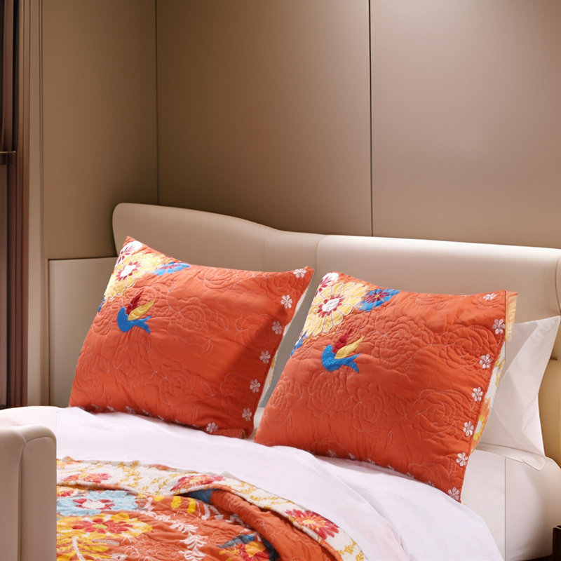 King Size Multicolor Embroidered Cotton Polyester Pillow Sham