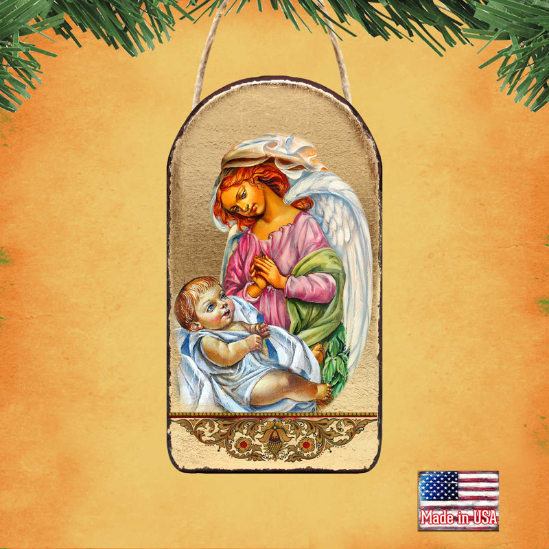 Inspirational Icon 5'' Handmade Wood Shatterproof Photo Ornament