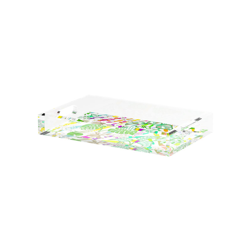 Sabi Jungle Natural Acrylic Rectangle Decorative Tray, 12.5"W x 7.75"D x 2"H