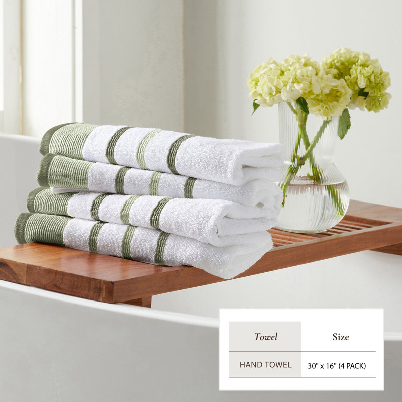 Deanthony Luxury Cotton Decorative, Desert Sage Green/Moss Green, Hand Towels - 4 Pack