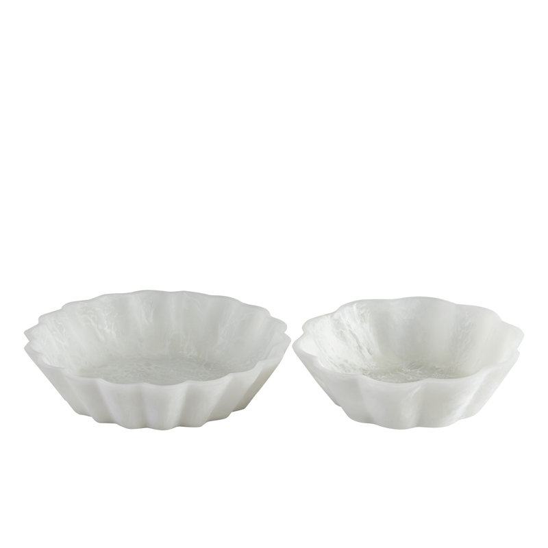 Ensemble de 2 bols en résine blanche, Blanc