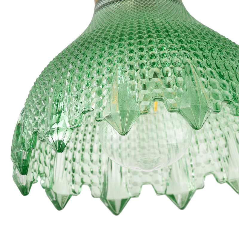 1-Light dark green glass dimmable pendant lamp
