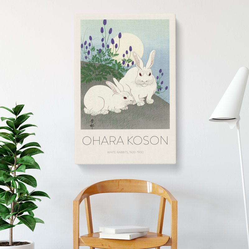 Rabbits at Full Moon by Ohara Koson - Wrapped Canvas, 60cm H x 40cm W x 3cm D