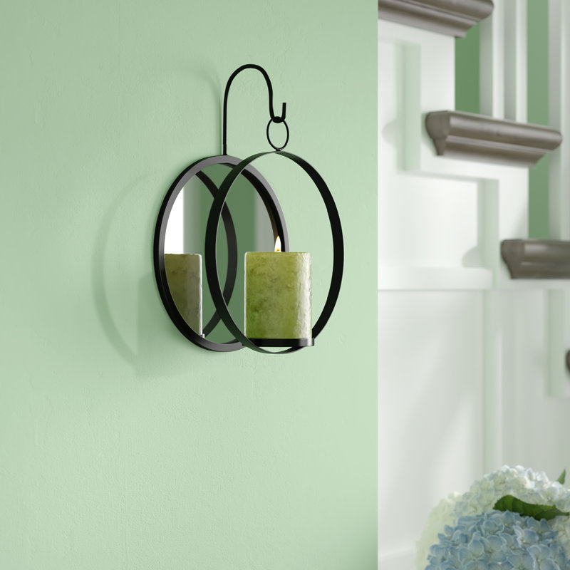 Applique ronde à bougie avec miroir