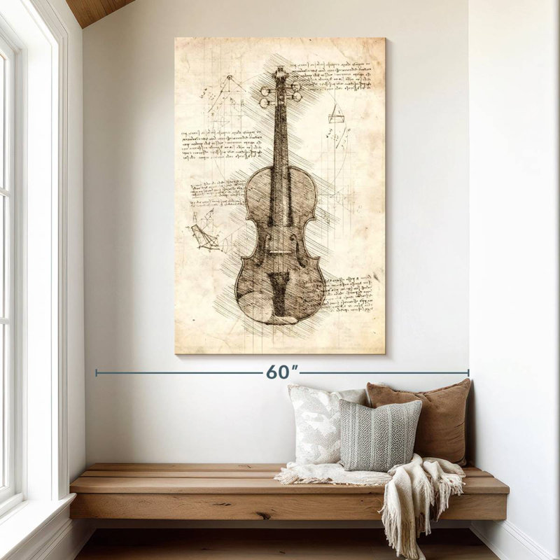 Abarca Old Violin Blueprint, 51" H x 34" W