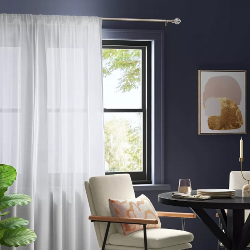 Jalysia Adjustable 1.125" Double Curtain Rod, 36" - 72", Brushed Nickel
