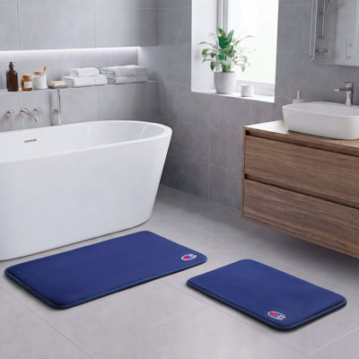 Champion Logo Patch Memory Foam 17 in. x 24 in. and  20 in. x 32 in. Bath Mat