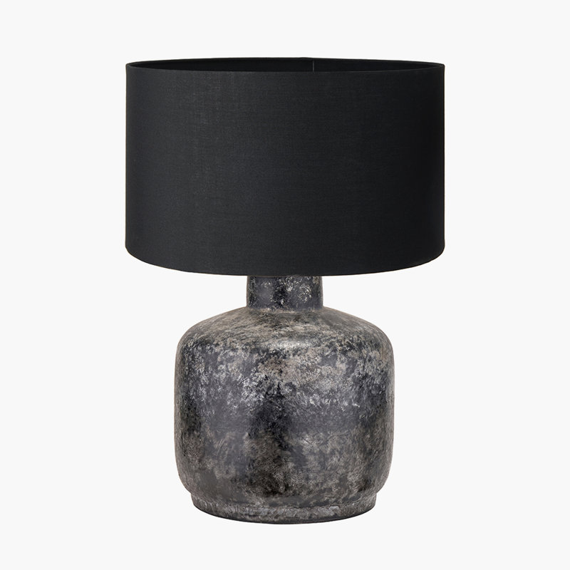 Ceramic Table Lamp, Black, 15.75" H x 11.81" W x 11.81" D, Poly-Blend