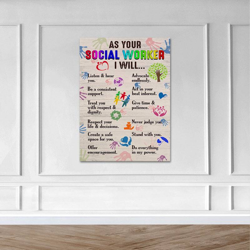 «A List Of Social Work», art textuel sur toile tendue, H 36 po x l 24 po x P 2 po