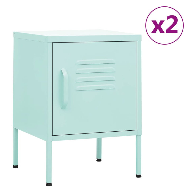 Airon 35cm W Steel Bedside Table, Mint Green