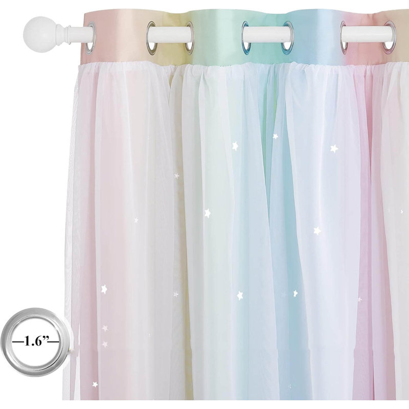 Blackout Curtain Pair, Pink/Yellow/Green/Blue