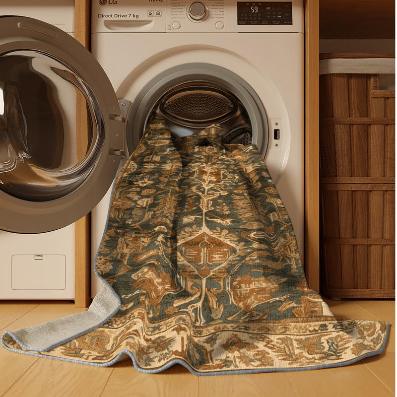 Machine Washable Turkish Brown Area Rug, Square 6'