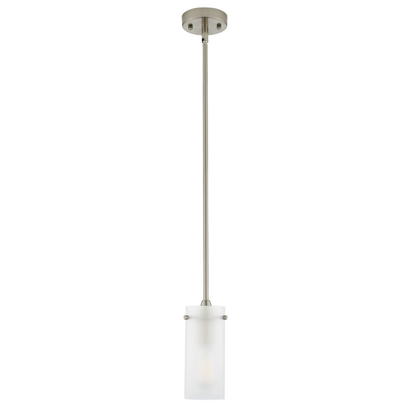 Luminaire suspendu cylindrique à 1 lumière Angelina, Brushed Nickel, Frosted, Small Shade