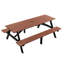Ensemble de table de pique-nique en bois massif 75 po 75 po Capacité de 2200 lb Brun rustique pour l'extérieur avec trou de parasol pour terrasse, pelouse et barbecue (190 cm)