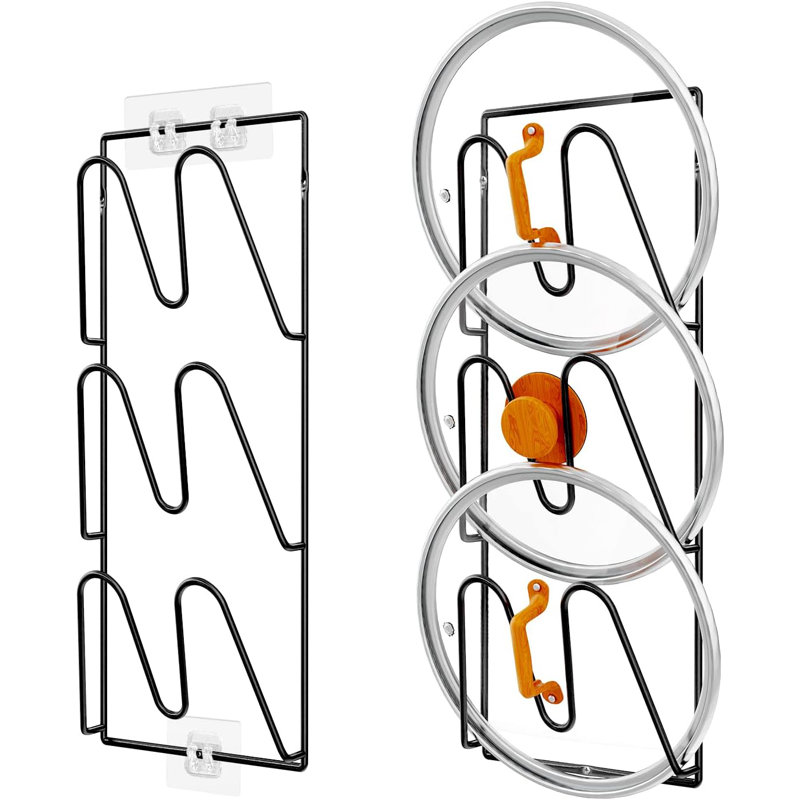 2-pack 6-tier Pot Lid Organizer Rack Black