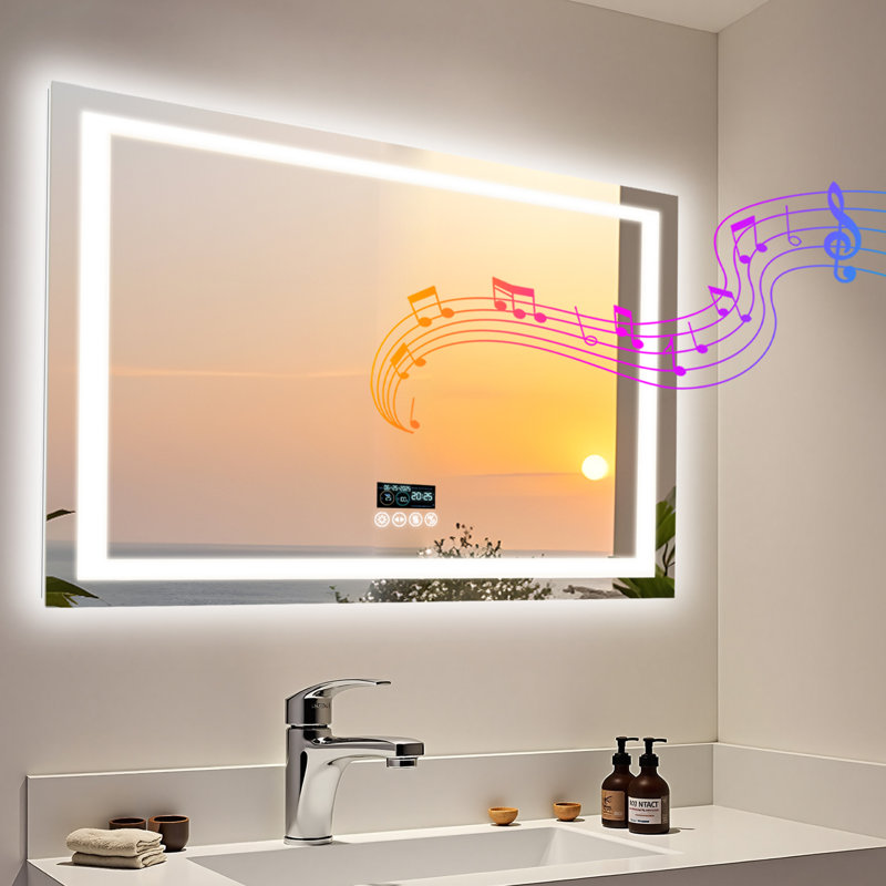 Rectangle Bluetooth Led Mirror, 60 cm H x 80 cm W