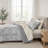 -Piece Queen Bedding Sets, Polyester Microfiber, Modern Grey Bedroom