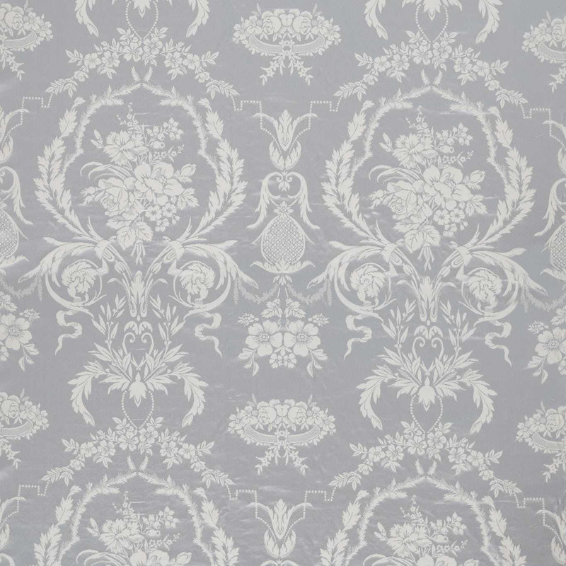 Suffolk Arabesque Silk Fabric, Quartz Gray