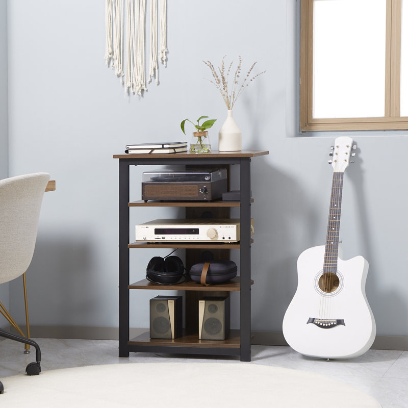 Corner TV Stand And AV Media Tower With Storage Shelves And Steel Frame For Living Room Entertainment Center | Gift Idea