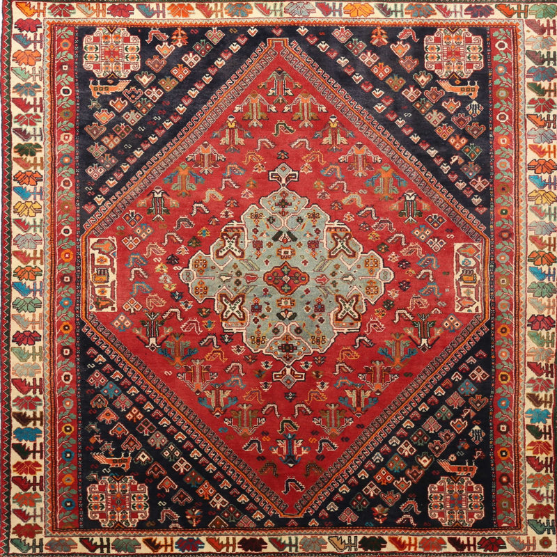 Tapis traditionnel rouge / beige / noir Enea, Rond 8 pi