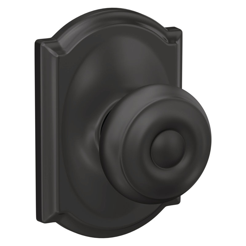 Georgian Passage Knob with Camelot Trim, Matte Black