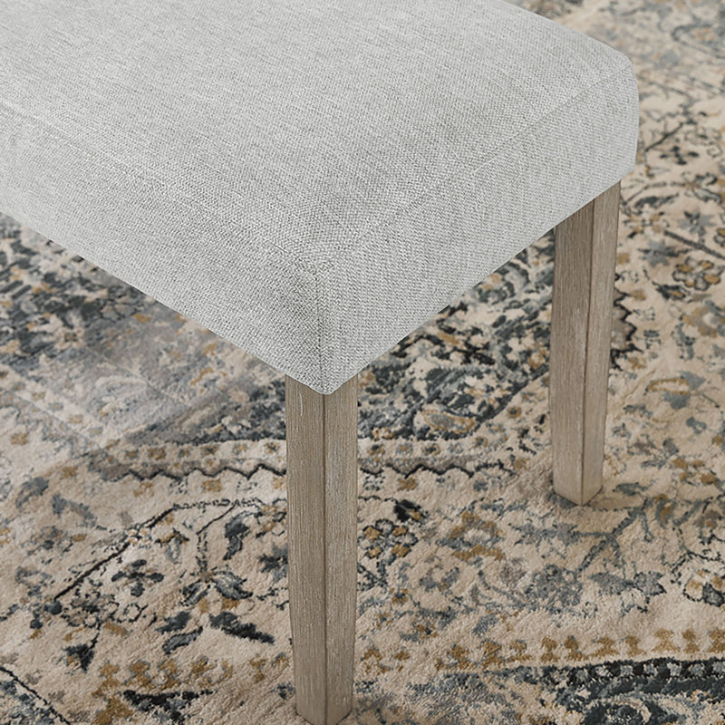 Banc de salle à manger en chêne clair avec tissu gris clair