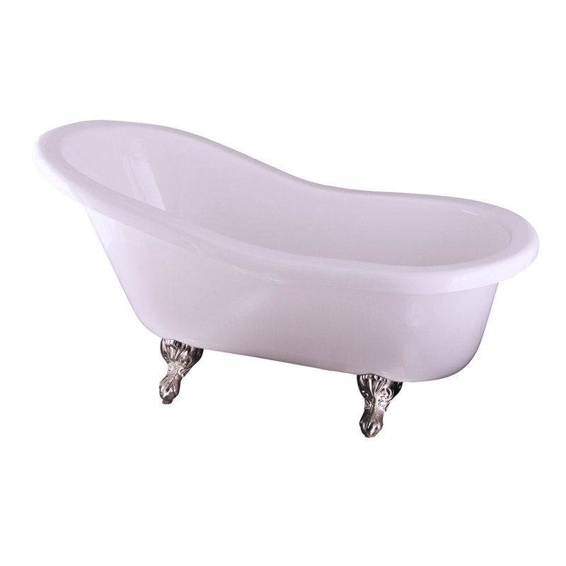 67'' x 29.5'' Soaking Acrylic Bathtub, Brushed Nickel