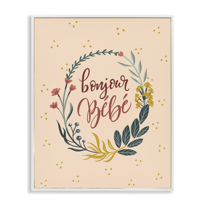 Couronne florale Bonjour Bebe, giclée sur toile, design par Caverly Smith, H 14 po x l 11 po