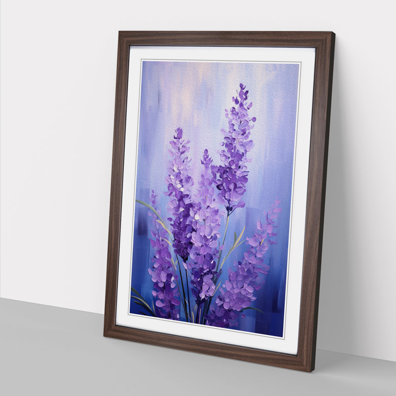 Lavender Flower Modern 1 Piece Single Picture Frame Wall Art, 46cm H x 34cm W x 2cm D, Walnut Framed